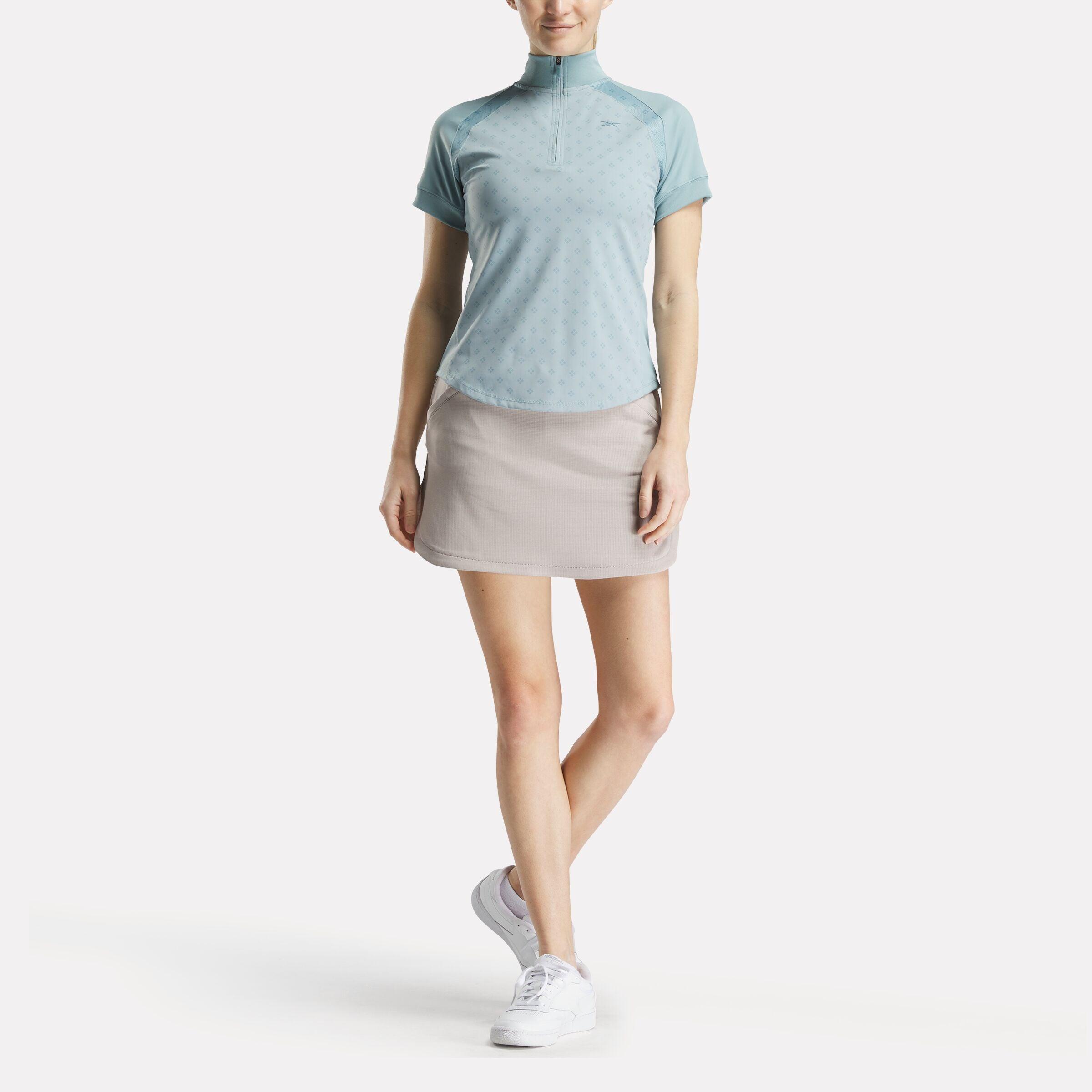 Women's Short Sleeve 1/4 Zip Mini Argyle Print Top Female Product Image