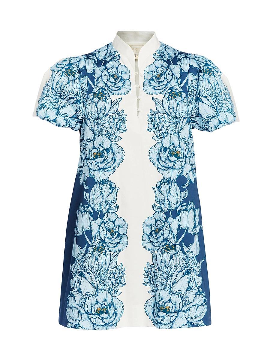 Womens Elliana Floral Linen-Cotton Minidress Product Image