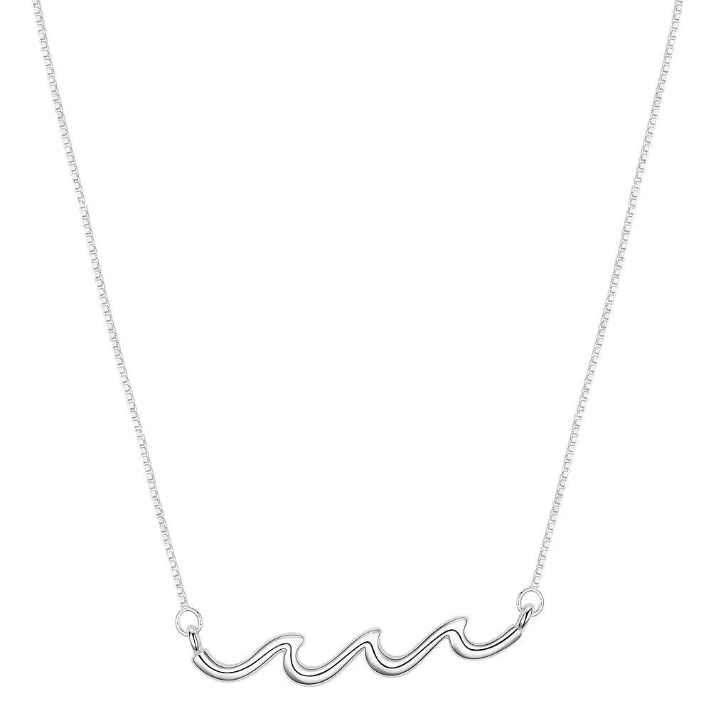 Timeless Sterling Silver Wave Pendant Necklace, Women's, Size: 18", Silver Tone Product Image