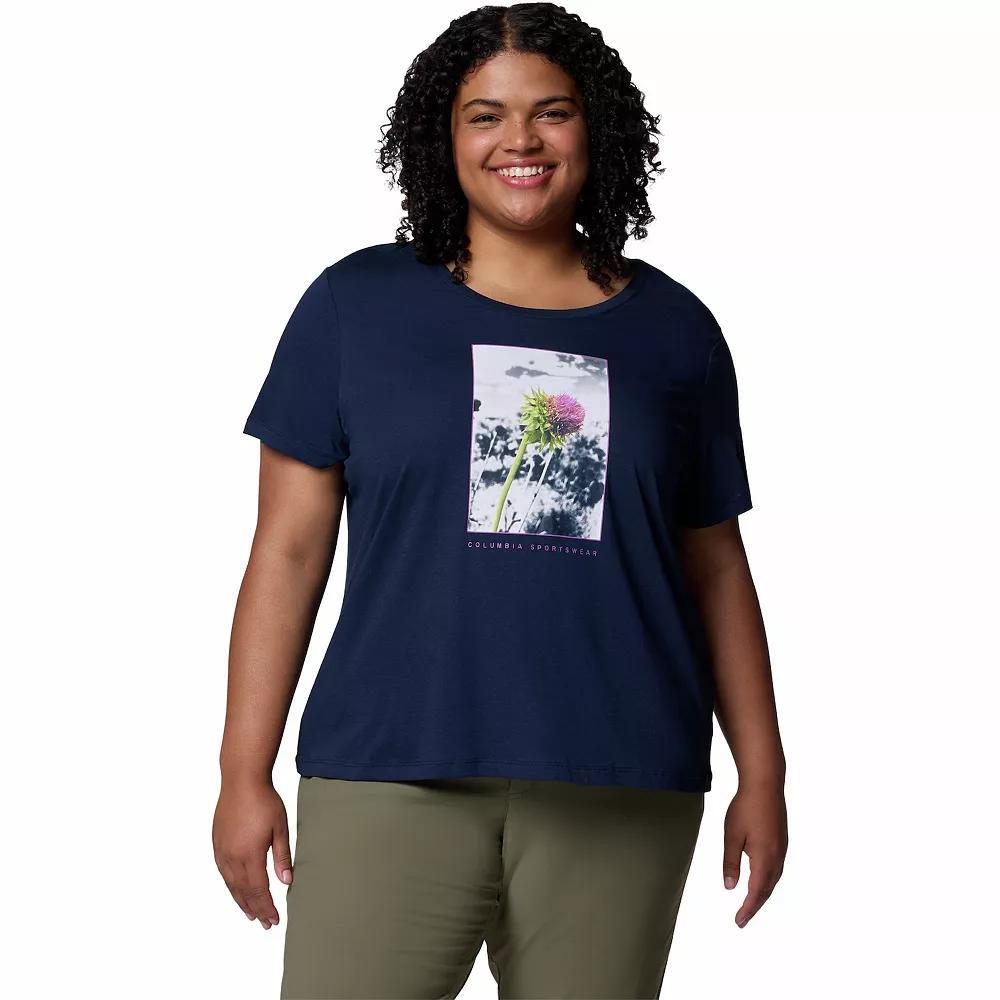 Plus Size Columbia Ruby Springs Graphic Scoop Neck Short Sleeve Tee, Women's, Size: 2XL, Salt Product Image