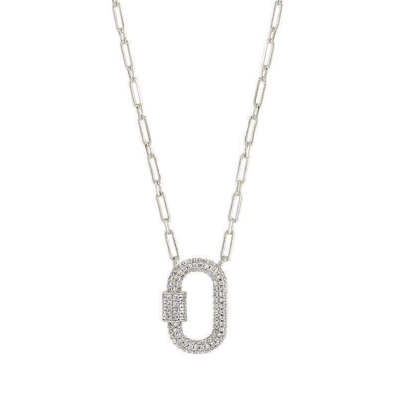 MC Collective Cubic Zirconia Carabiner Lock Necklace, Womens Gold Tone Product Image