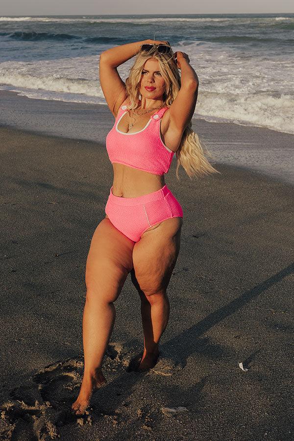 Sandy Sunset High Waist Seersucker Bikini Bottom Curves Product Image