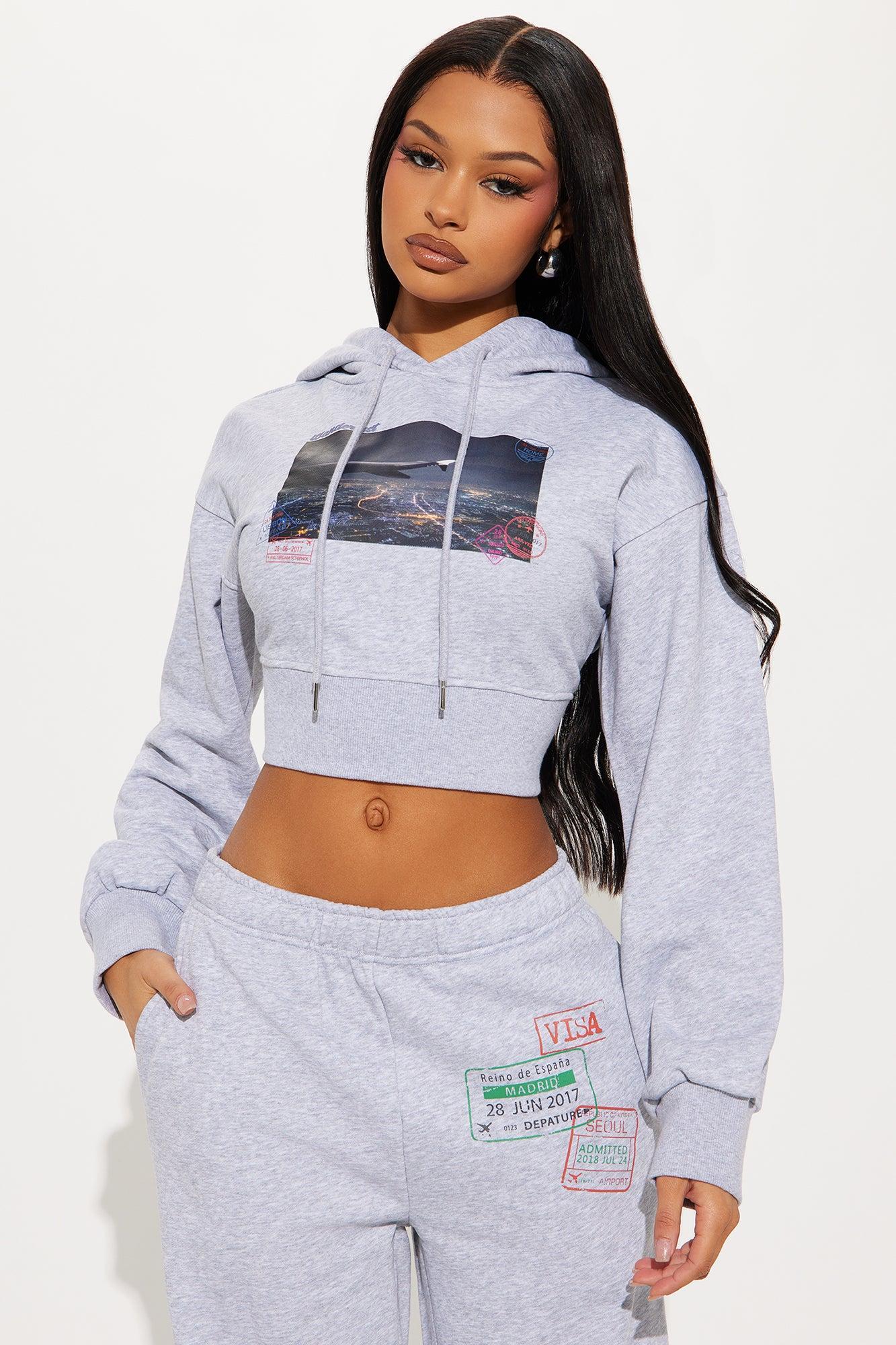 Airport Fit French Terry Pant Set - Heather Grey Product Image