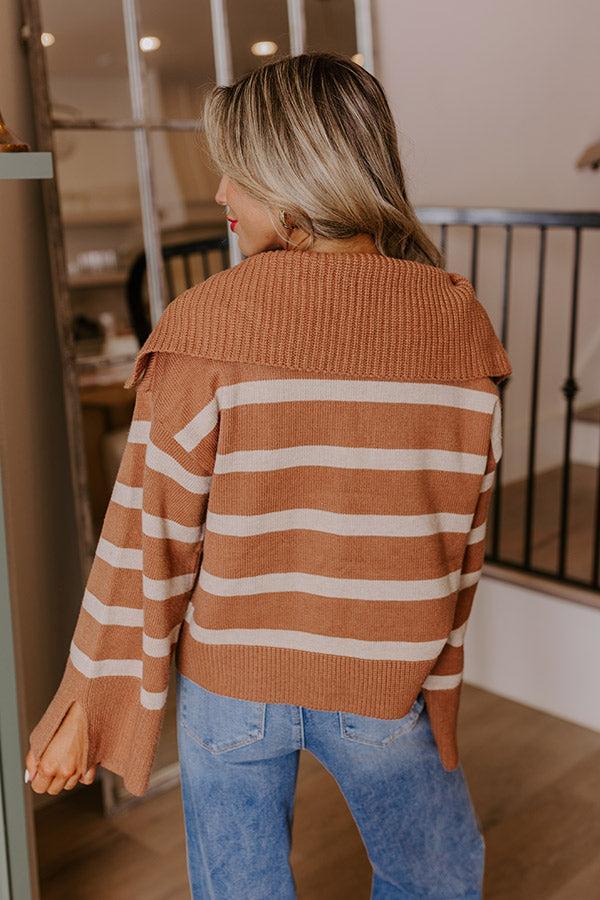 Fill Up Your Cup Stripe Sweater In Iced Mocha Product Image