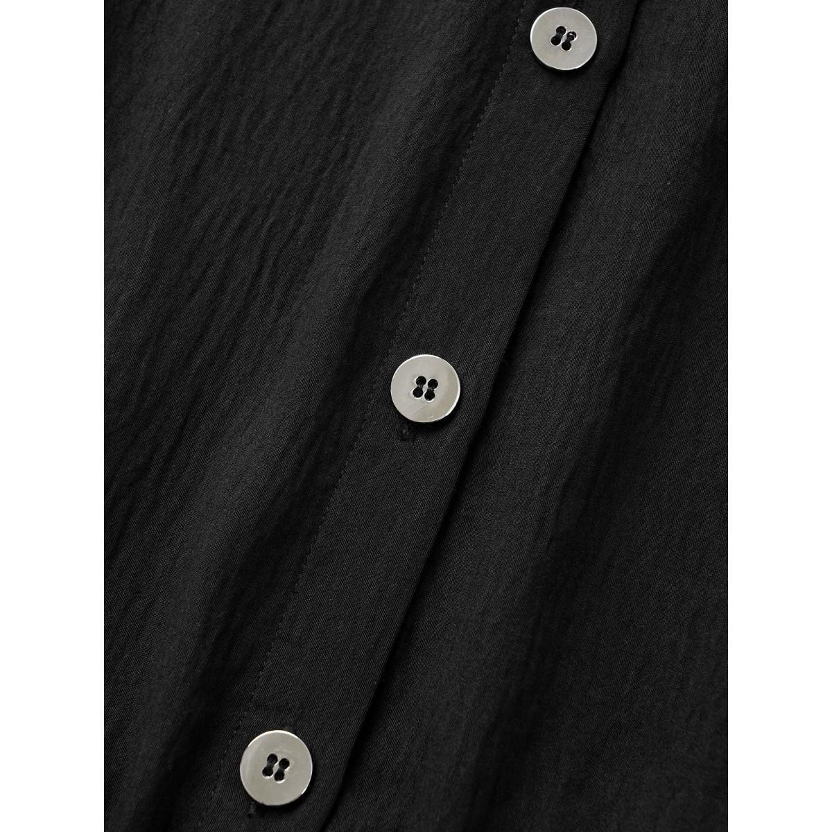 Plus Size Shirt Collar Button Detail Split Front Dress Black Women Workwear Essentials Button Shirt collar Short sleeve Curvy BloomChic 26/4X Product Image