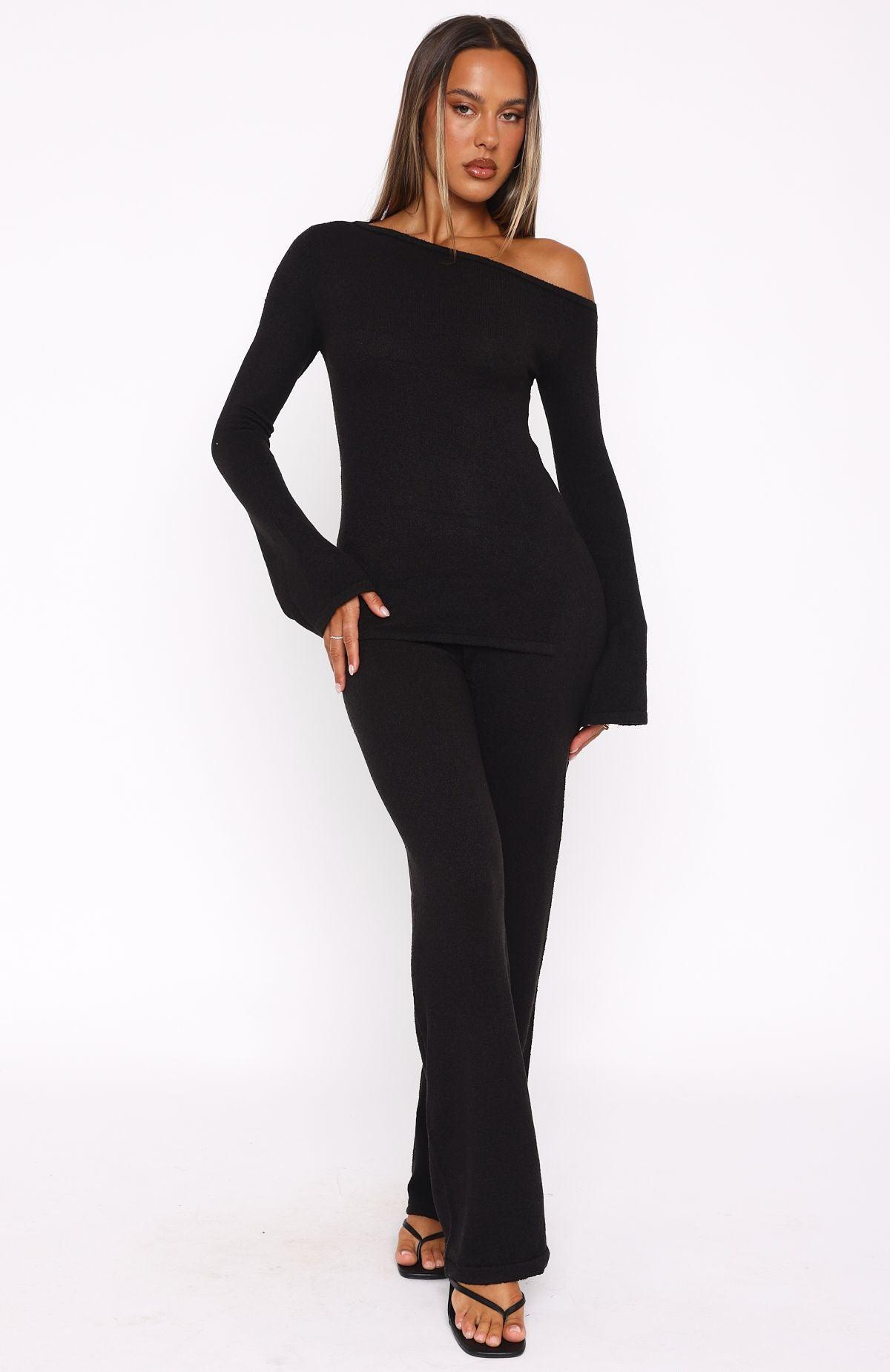 We'll Be Fine Long Sleeve Top Black Product Image