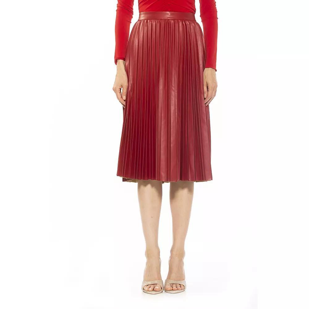 Women's Alexia Admor Luca Leather Midi Skirt, Size: XS, Nude Product Image