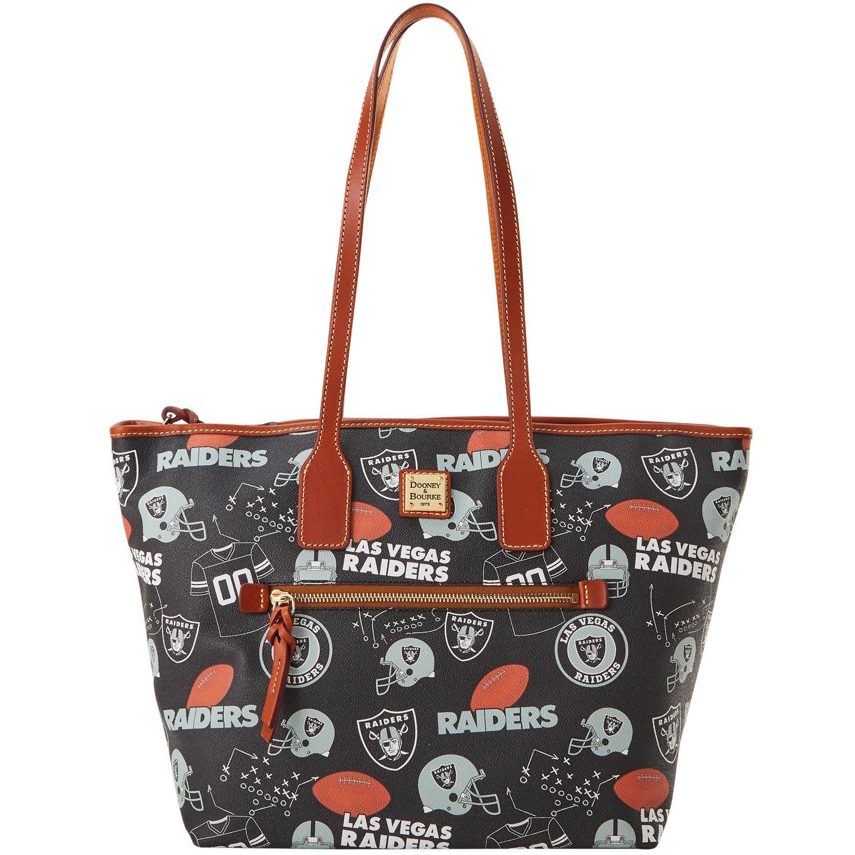 Dooney & Bourke Womens NFL Raiders Coated Cotton Tote Shopping Bag in Black Product Image