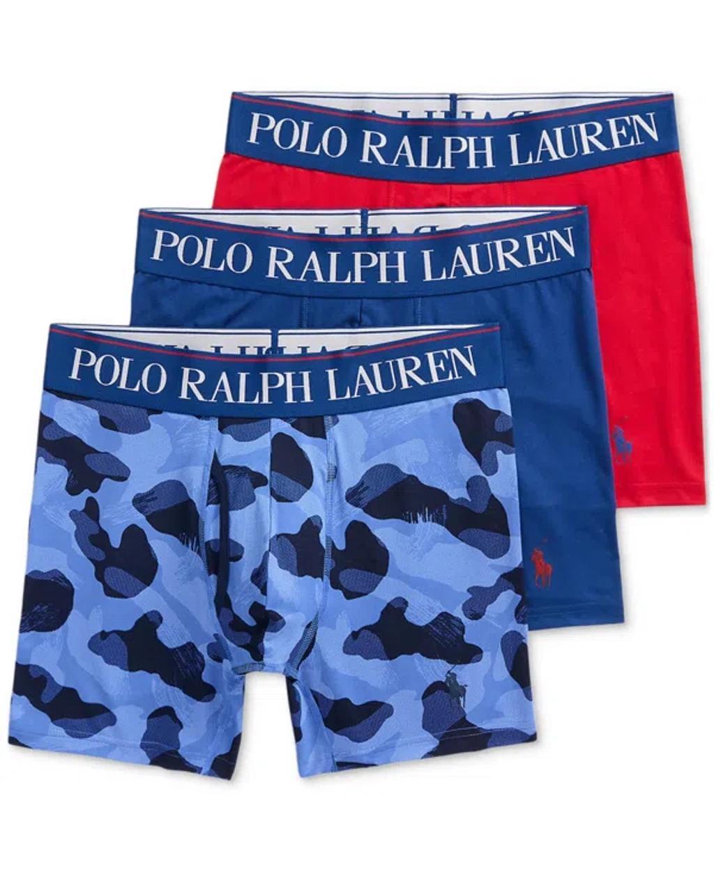 POLO RALPH LAUREN Men's 3-pk. 4d-flex Cooling Microfiber Boxer Briefs In Brushstroke Camo,harrison Blue,polo Sp Product Image