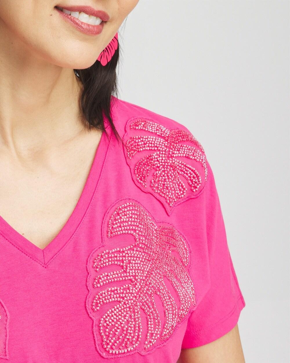 Beaded Cotton Stretch Tee Product Image