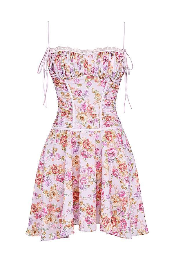 Alejandra Light Lavender Print Corset Dress Product Image