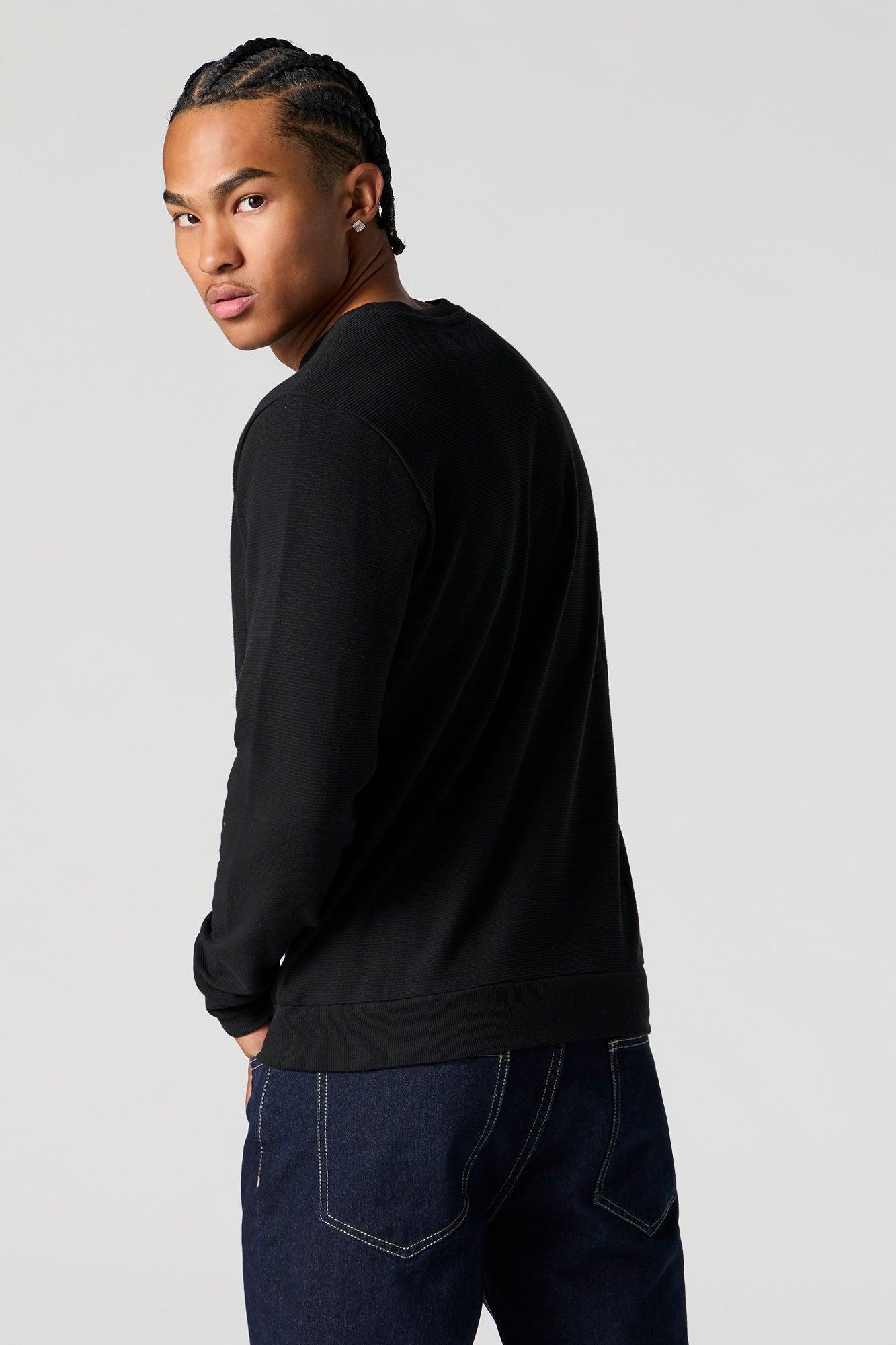 Ribbed Knit Long Sleeve Top Male Product Image