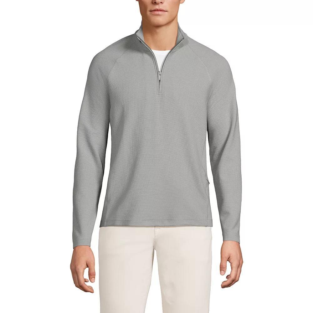 Men's Lands' End Long Sleeve Hybrid Textured Quater Zip Pullover, Size: XL, Lily  Green Product Image
