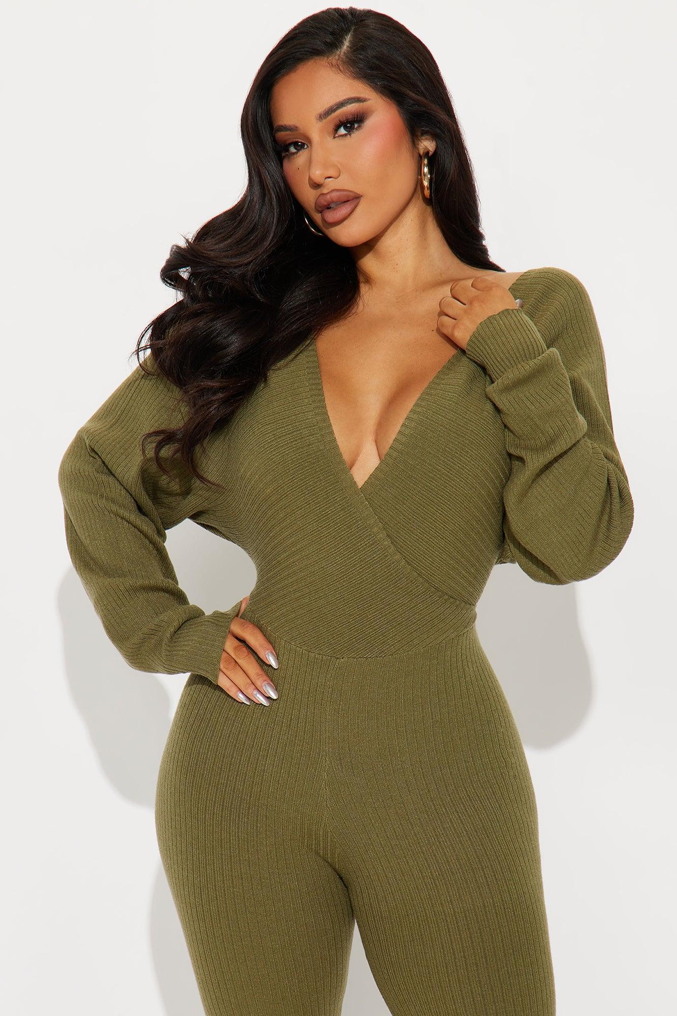 Softer Soul Sweater Jumpsuit - Olive Product Image