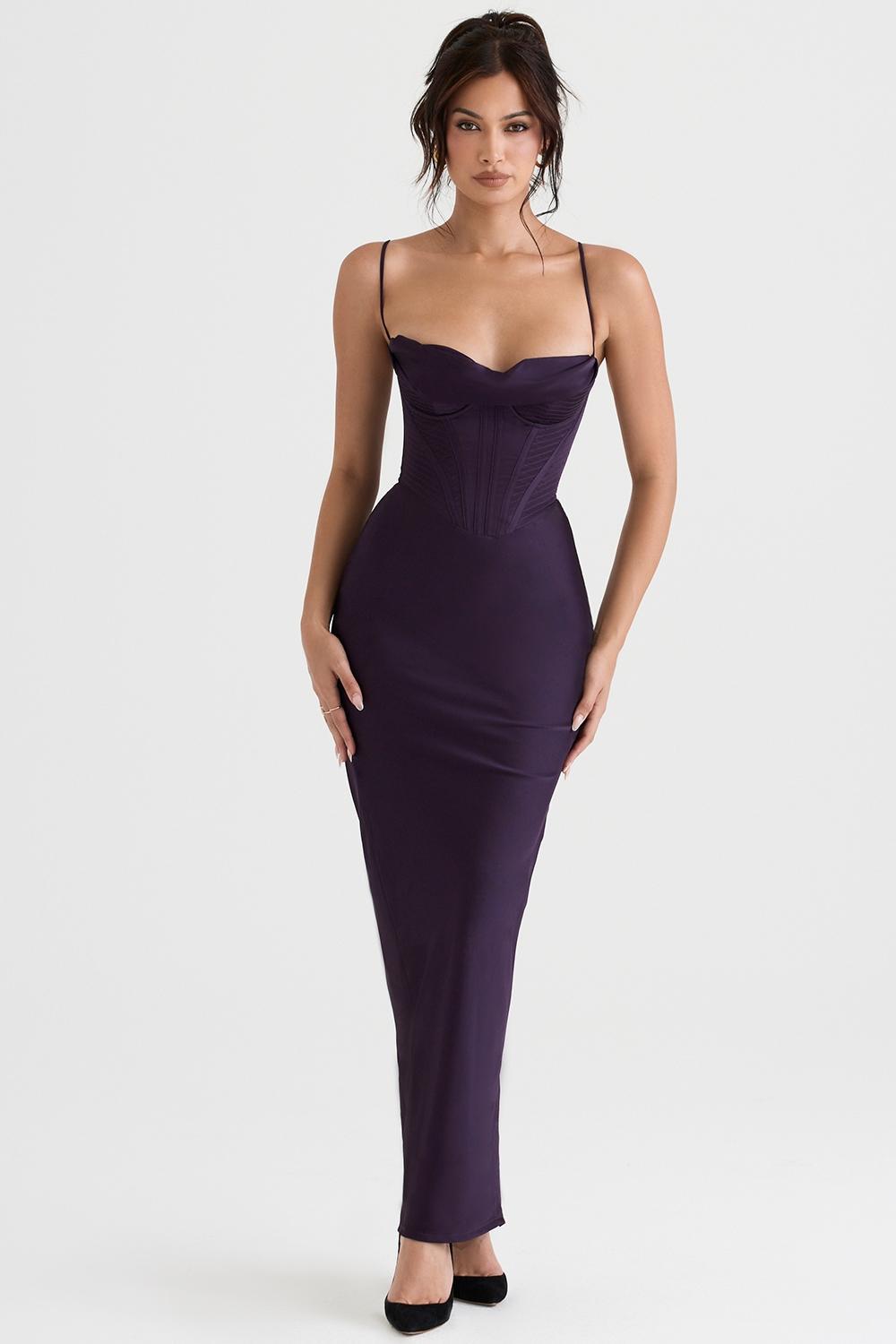 Charmaine Chocolate Corset Maxi Dress Product Image