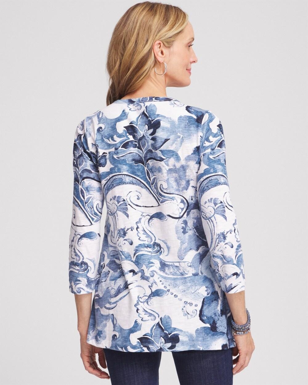 3/4 Sleeve Floral Overlap Tunic Product Image