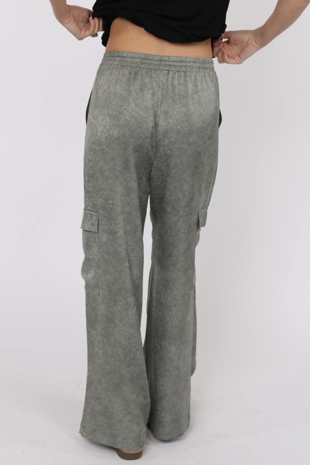 CRINKLED SATIN CARGO PANTS Product Image