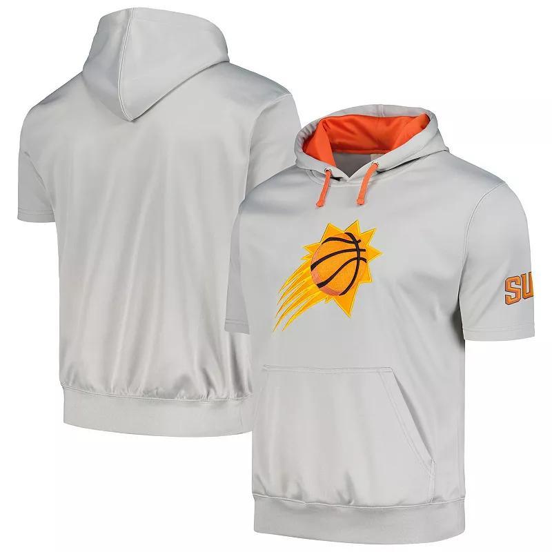 Men's Fanatics Branded Silver/Orange Phoenix Suns Short Sleeve Pullover Hoodie, Size: 3XL, Phx Silver Product Image