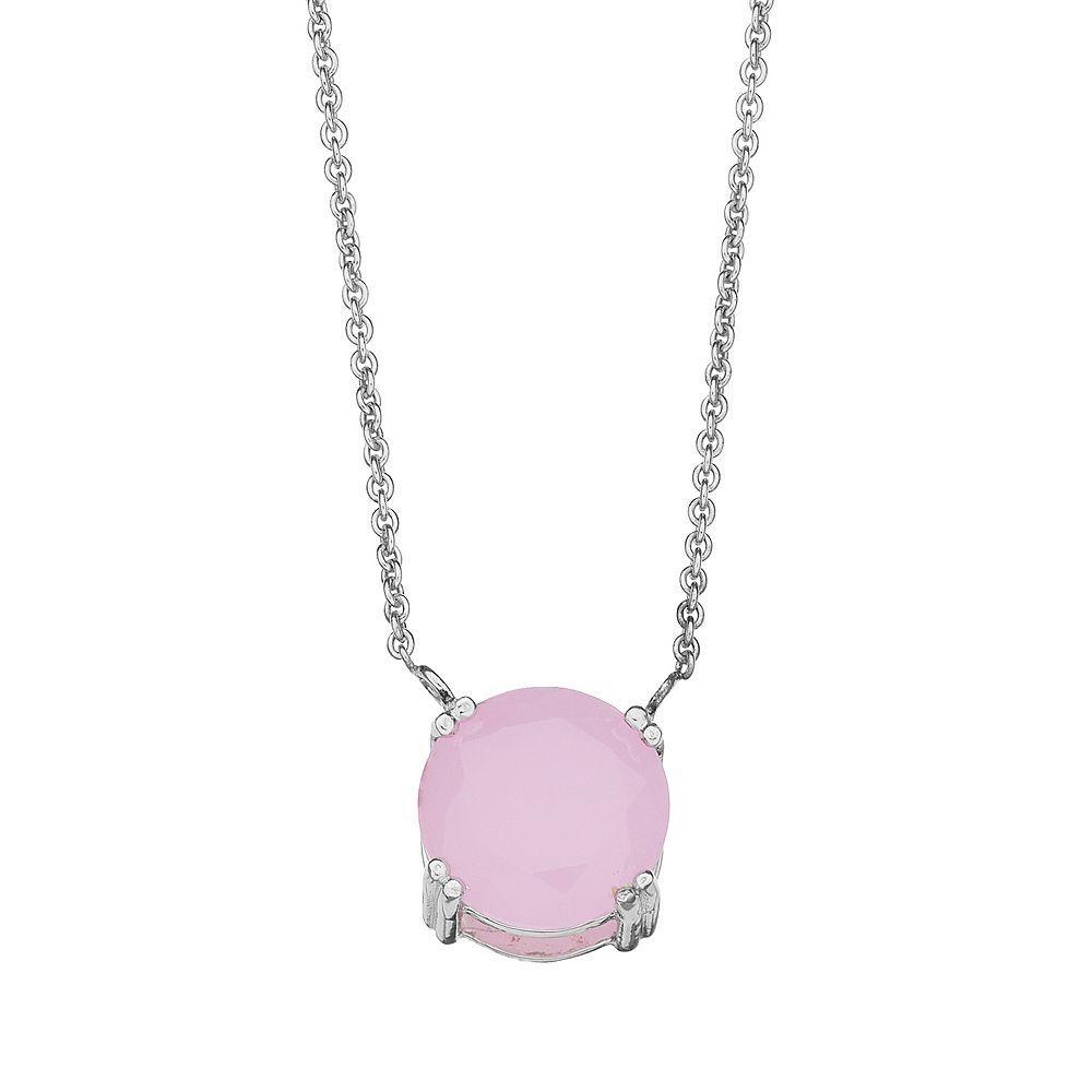 Aleure Precioso Sterling Silver Crystal Pendant Necklace, Women's, Size: 18", Silver Tone Pink Product Image