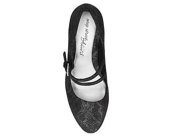Women's Meryl by Easy Street Asymmetrical Mary Jane Pumps, Size: 6, Black Lace Product Image