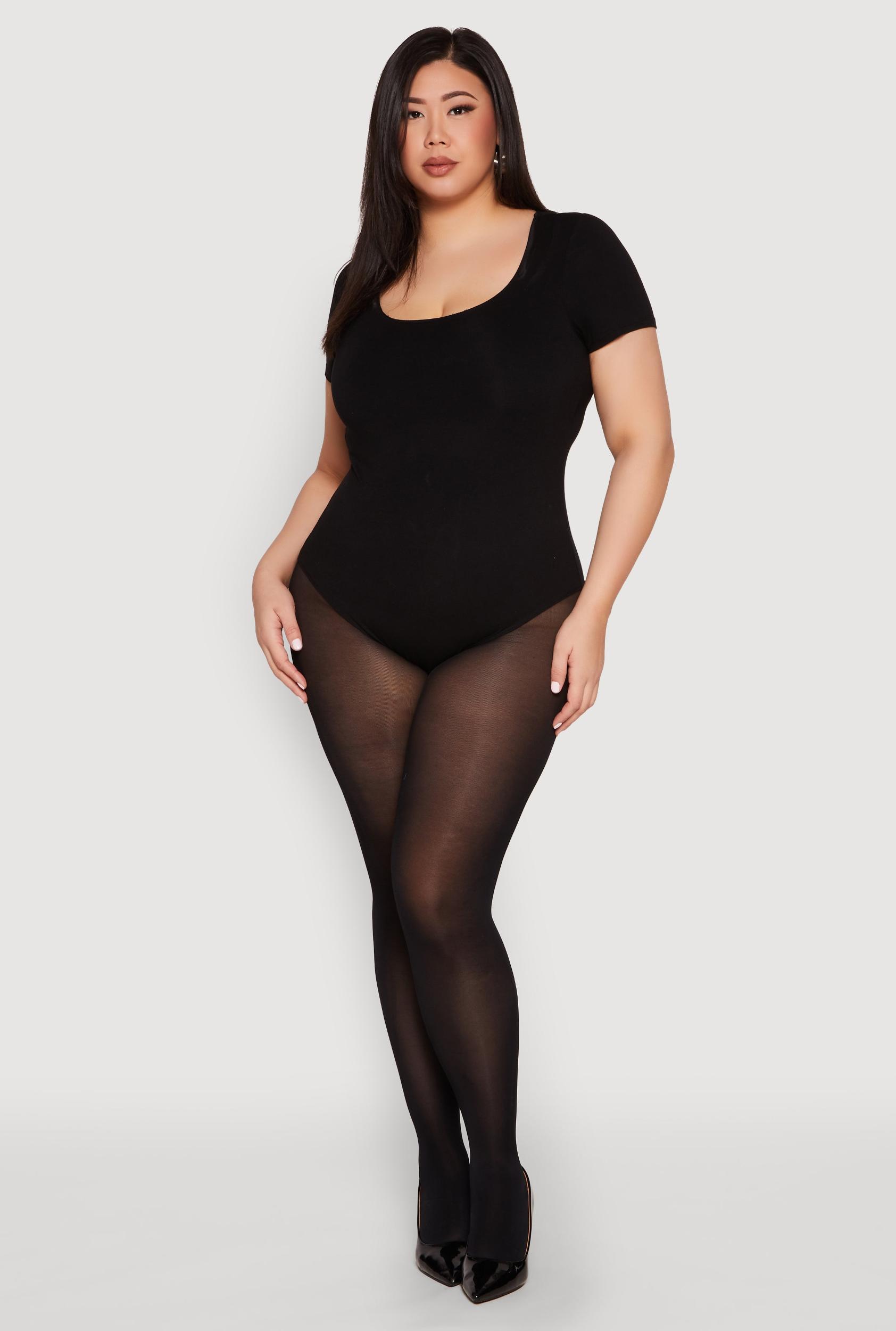 Womens Plus Size Scoop Neck Double Layered Bodysuit Product Image