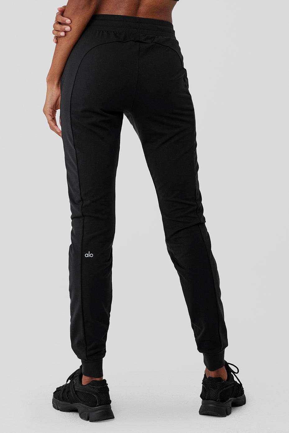 Airbrush Winter Warm High-Waist Moto Puffer Pant - Black/Ivory Product Image