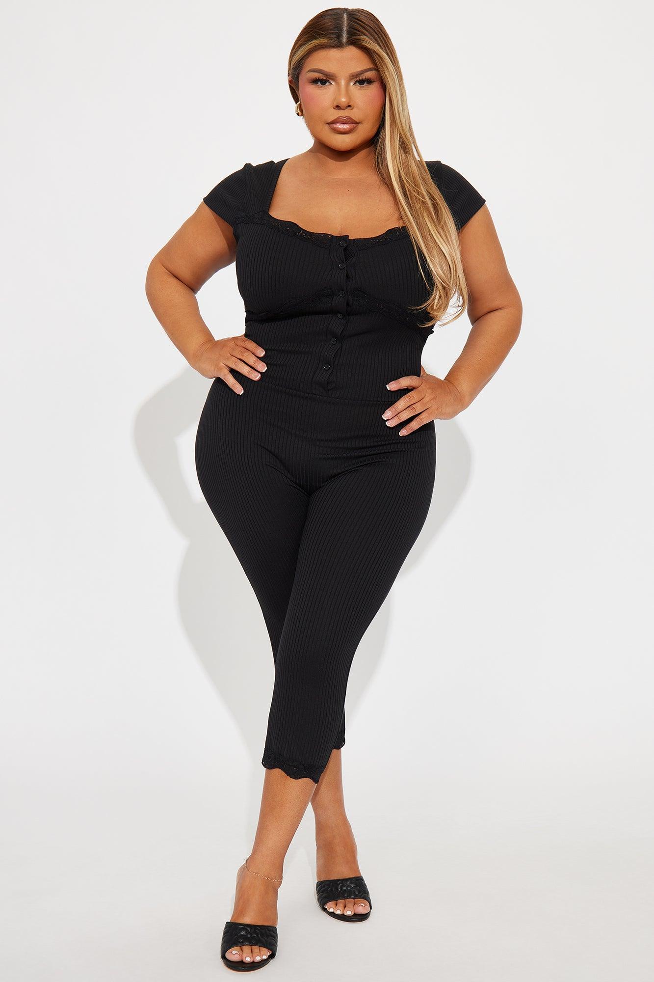 Kaelyn Ribbed Short Sleeve Jumpsuit - Black Product Image