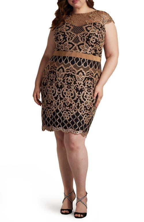 Womens Plus Sequined Lace Cocktail Dress Product Image