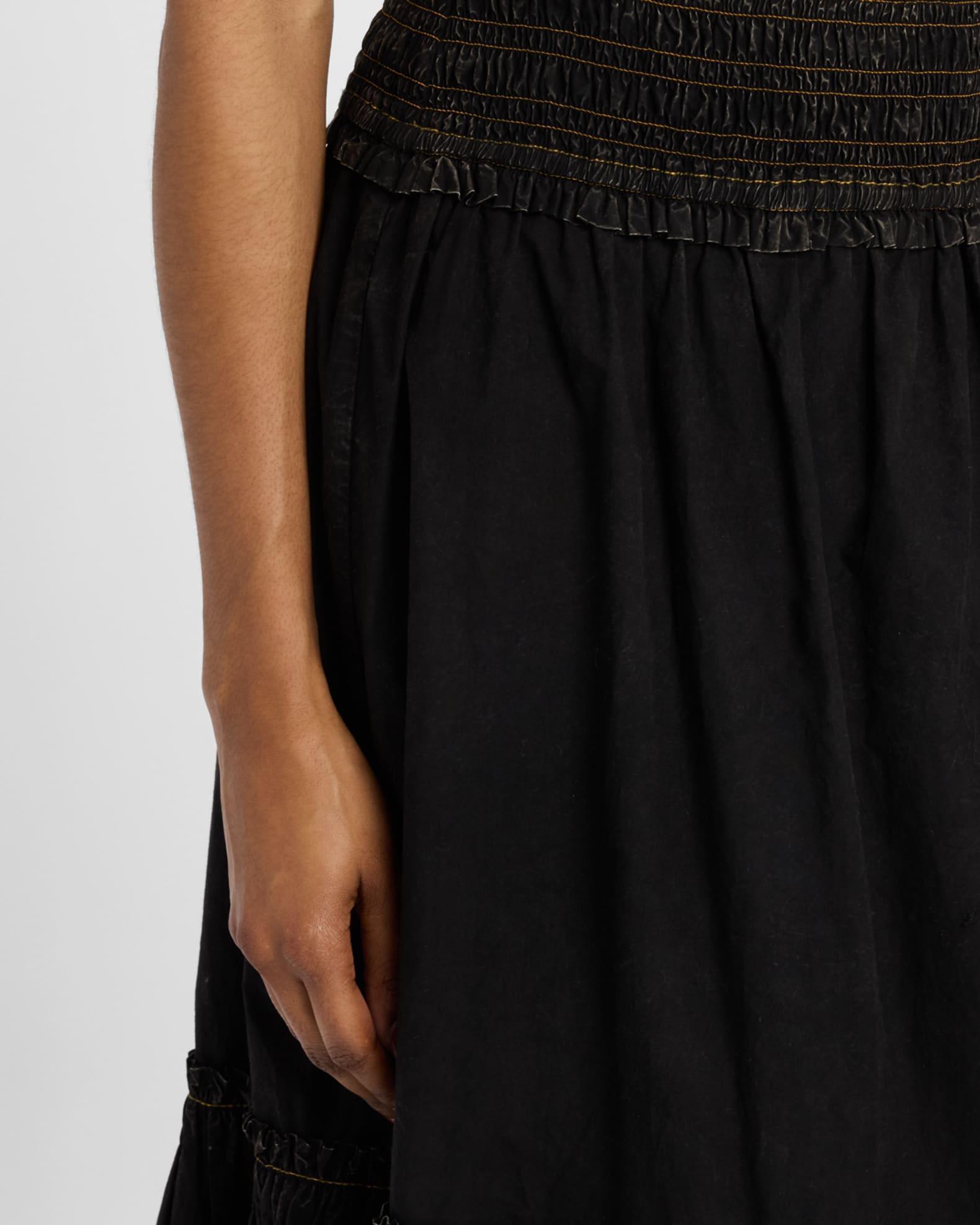 Garment-Dyed Smocked Maxi Skirt  Product Image