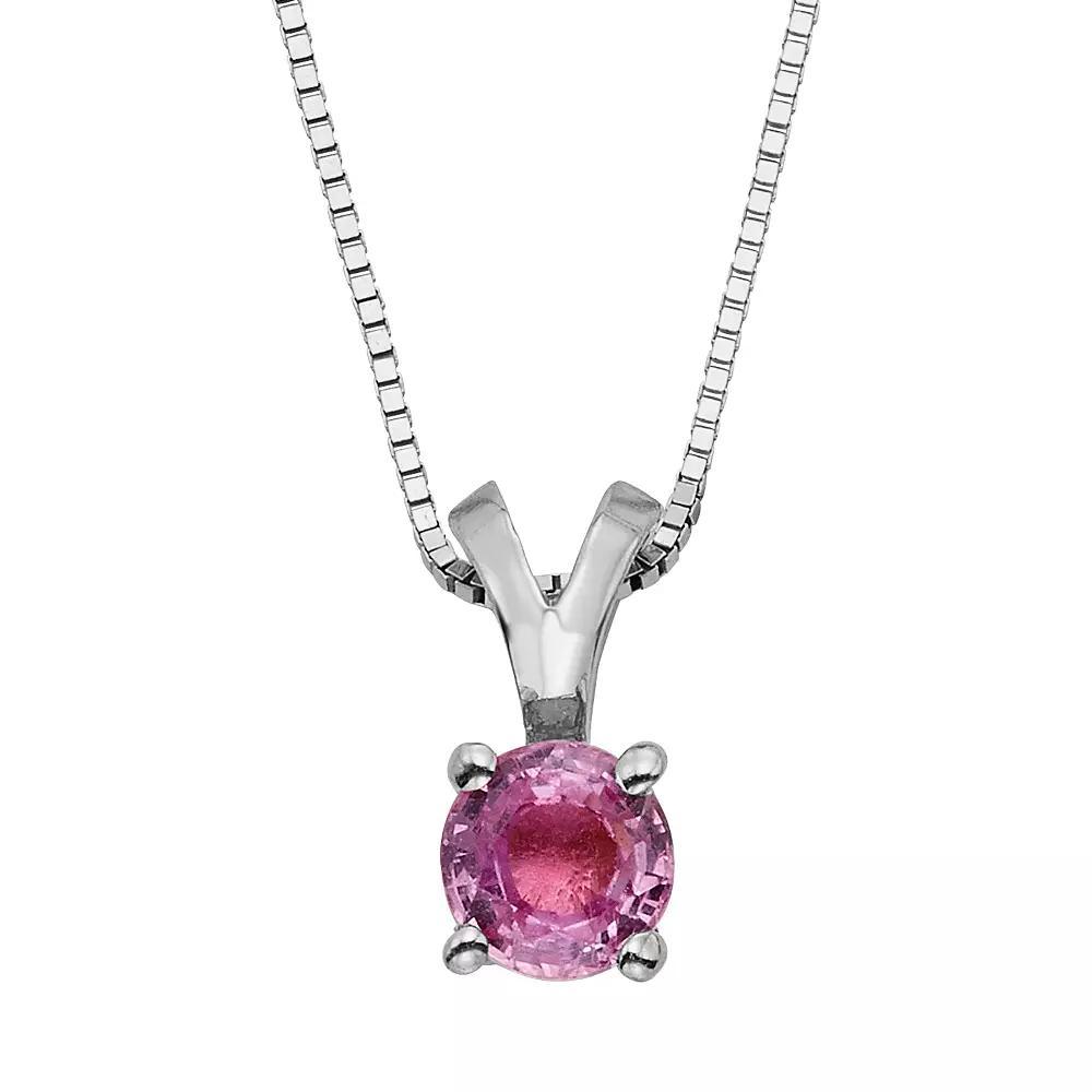 The Regal Collection Pink Sapphire 14k Gold Pendant Necklace, Womens White Product Image