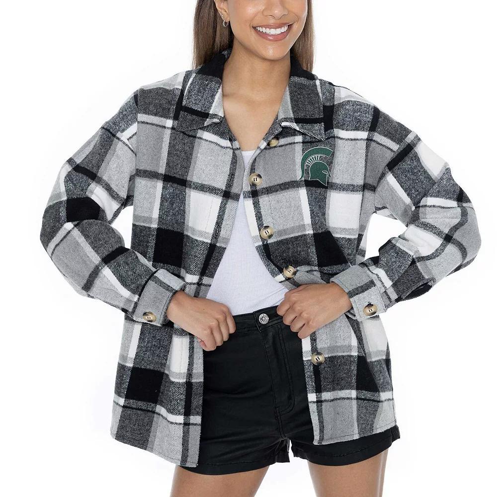 Women's Gameday Couture Gray Michigan State Spartans End Zone Game Flannel Button-Up Shirt, Size: Small, Grey Product Image