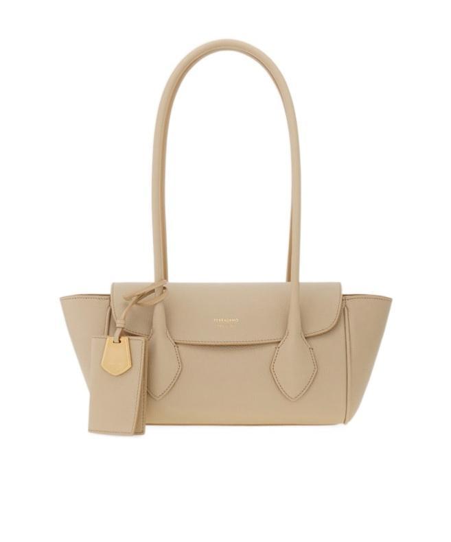 FERRAGAMO East-west Tote Bag In Beige Product Image