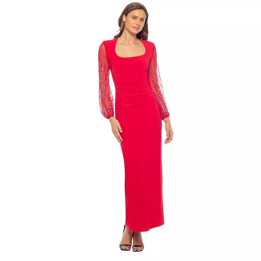 Women's Marina Square Neck Beaded Sleeve Maxi Dress, Size: Medium, Red Product Image