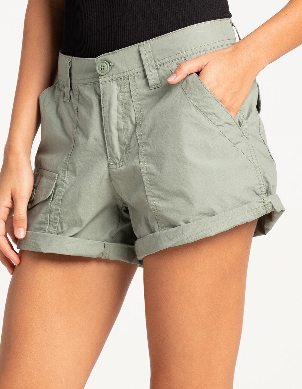 RSQ Womens Low Rise Mid Length Cargo Shorts - OLIVE Product Image