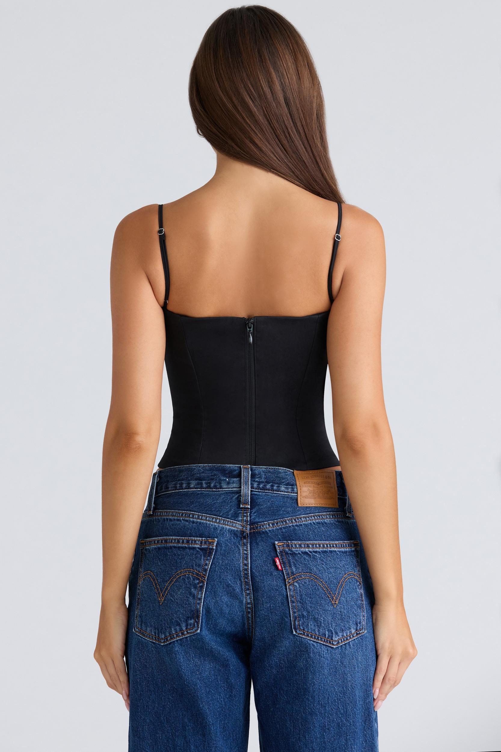 Samaria  black stretch twill cupped corset top Product Image
