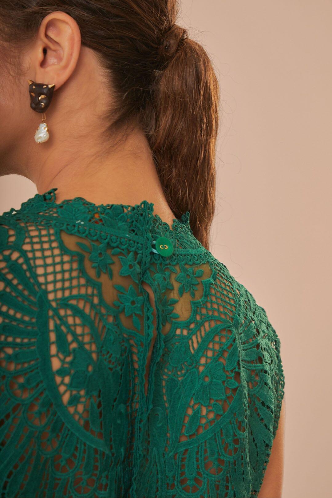 Green Toucans Guipure Sleeveless Top Product Image