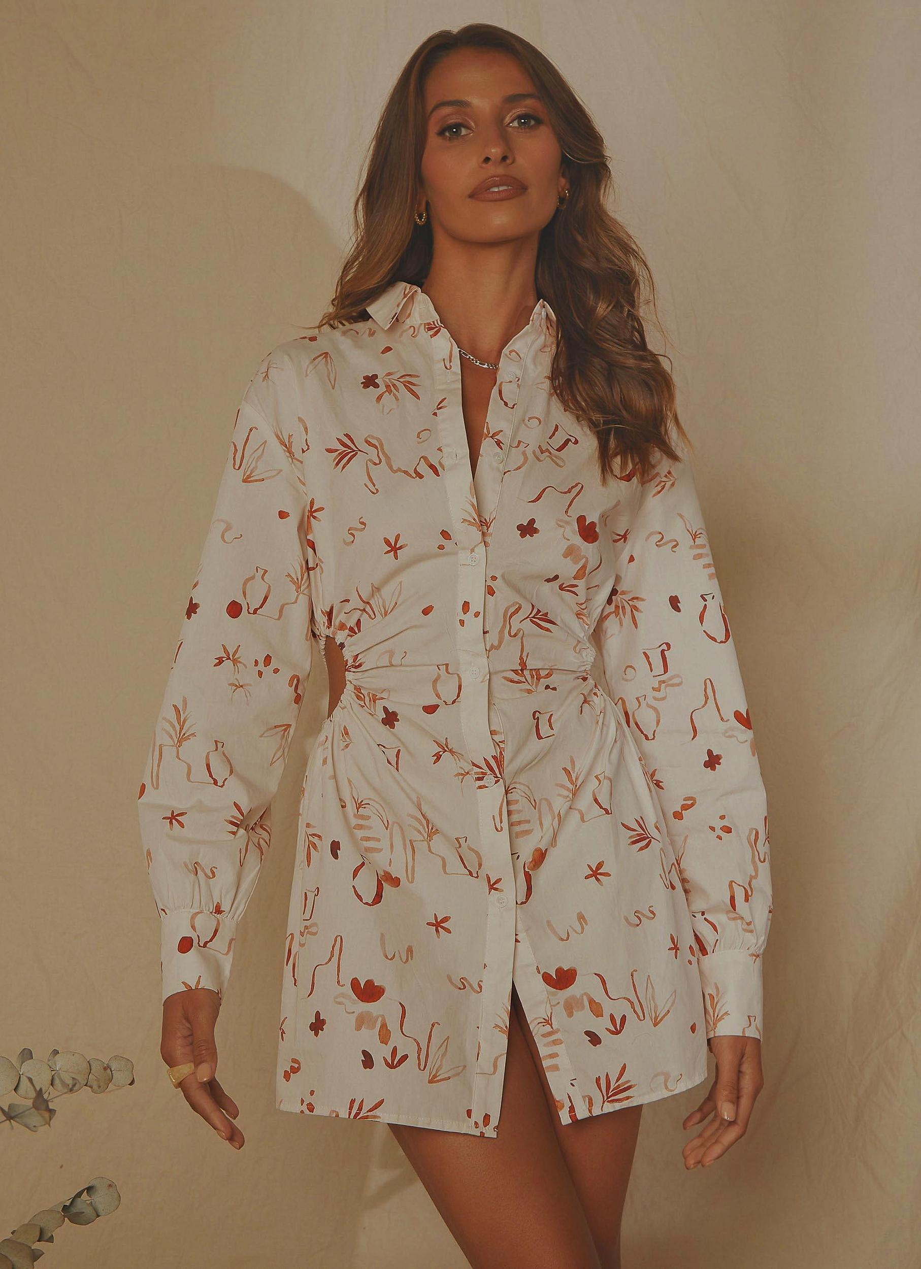 Corfu Linen Shirt Dress - Safari Product Image