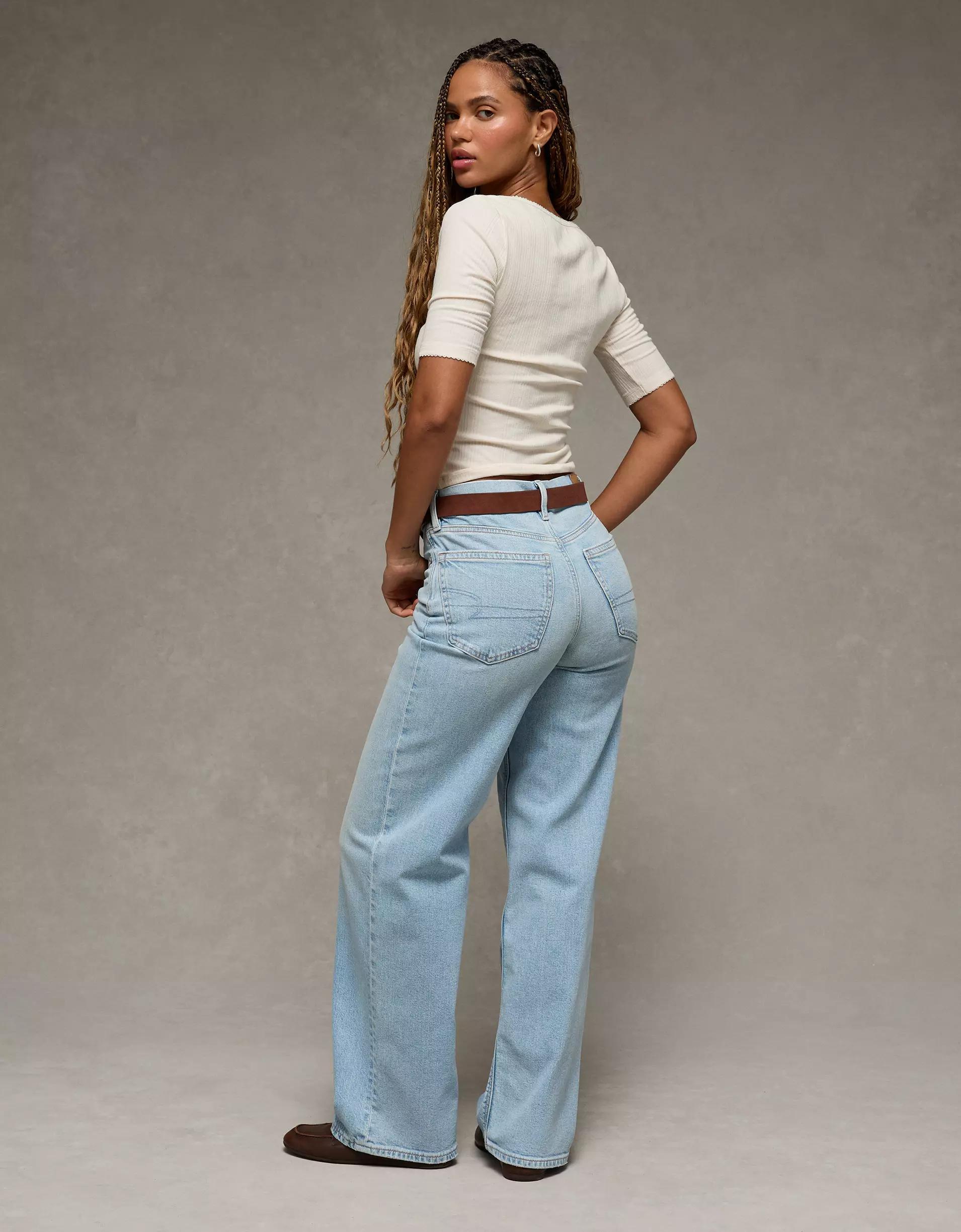 AE Strigid Curvy Super High-Waisted Baggy Straight Jean Product Image