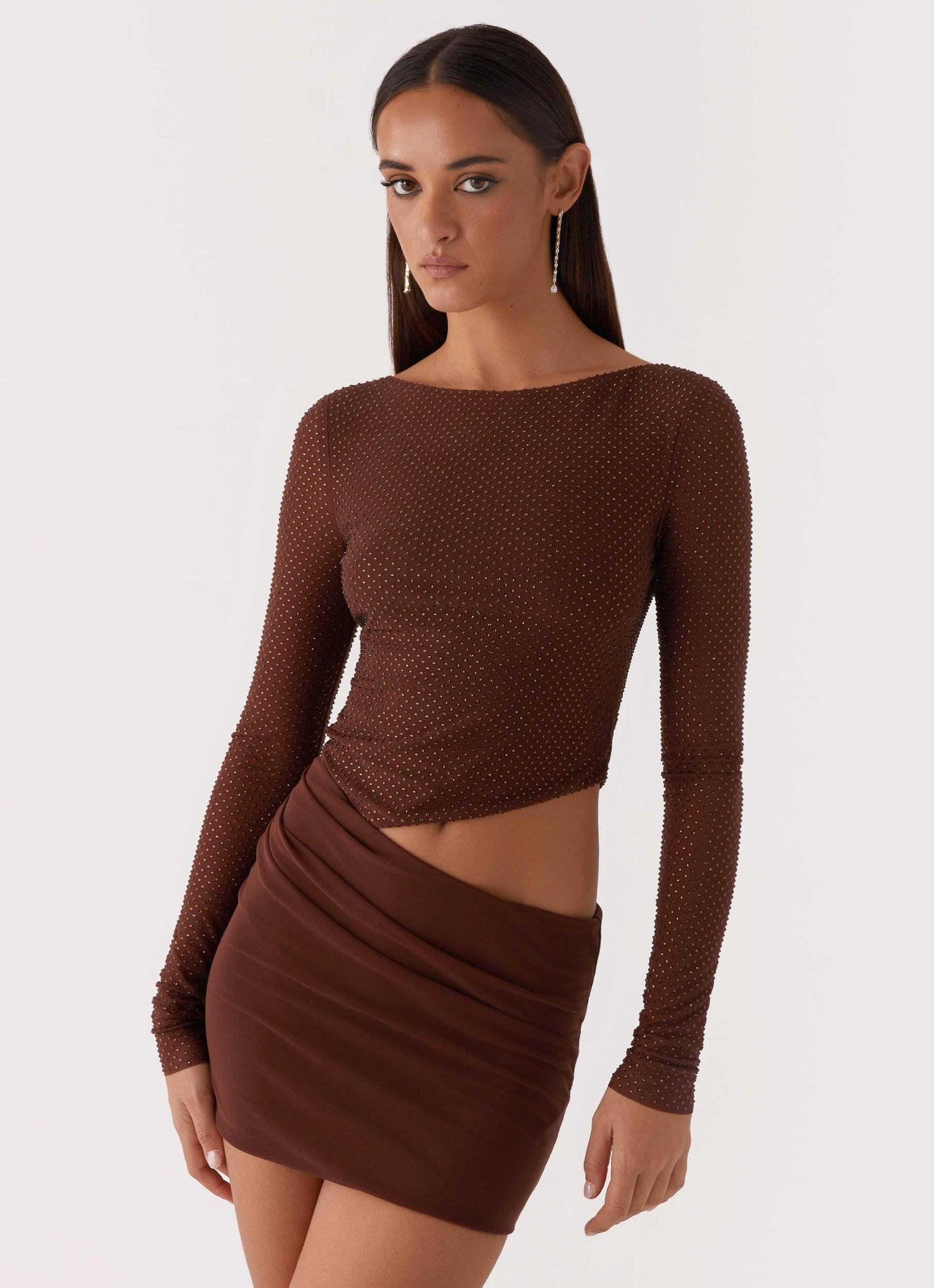 Catch The Night Sequin Mini Dress - Chocolate Product Image