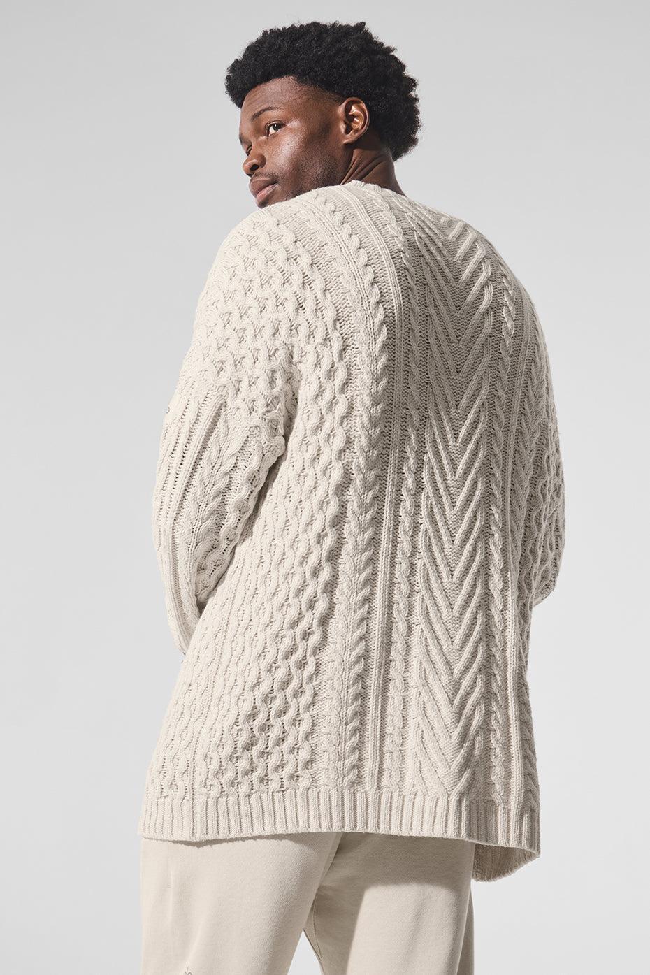 Cable Knit Crew Neck Sweater - Bone Male Product Image