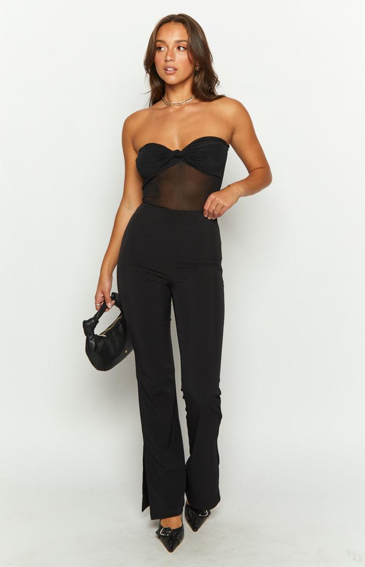 Cheyenne Black Tie Front Mesh Top Product Image