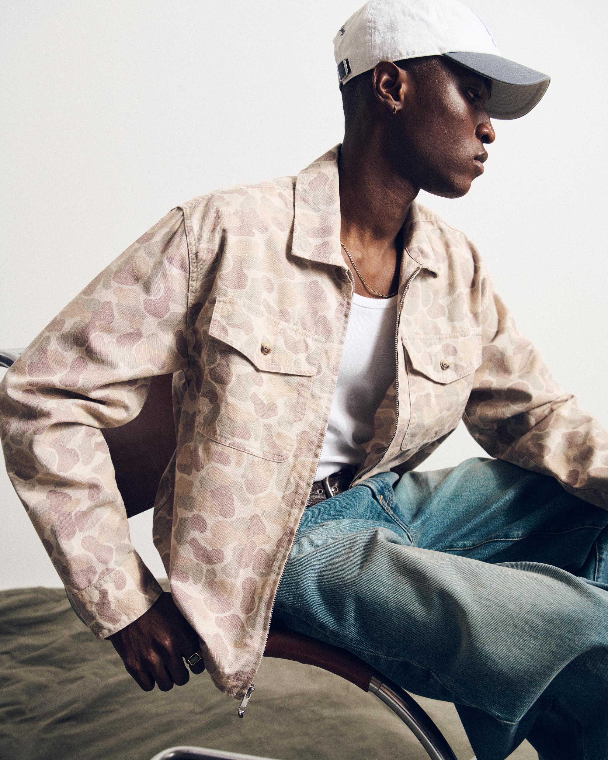 Cropped Twill Zip Shirt Jacket Product Image