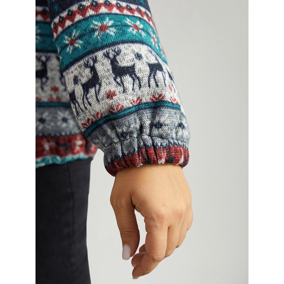 Plus Size Patchwork Contrast Drawstring Zipper Jacket Women Multicolor Elastic cuffs Dailywear Jackets BloomChic 26/4X Product Image