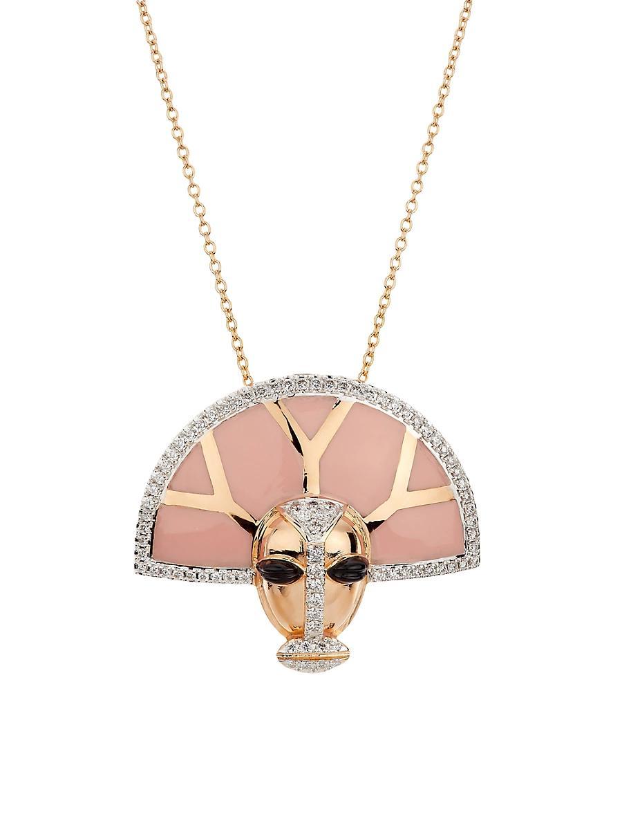Womens Nomoli Totem Masks 18K Yellow Gold, Enamel & 0.55 TCW Diamond Pendant Necklace Product Image