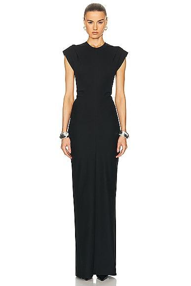 Alexander Wang Drop Shoulder Crew Neck Maxi Dress With Side Drape Black. (also in ). Product Image