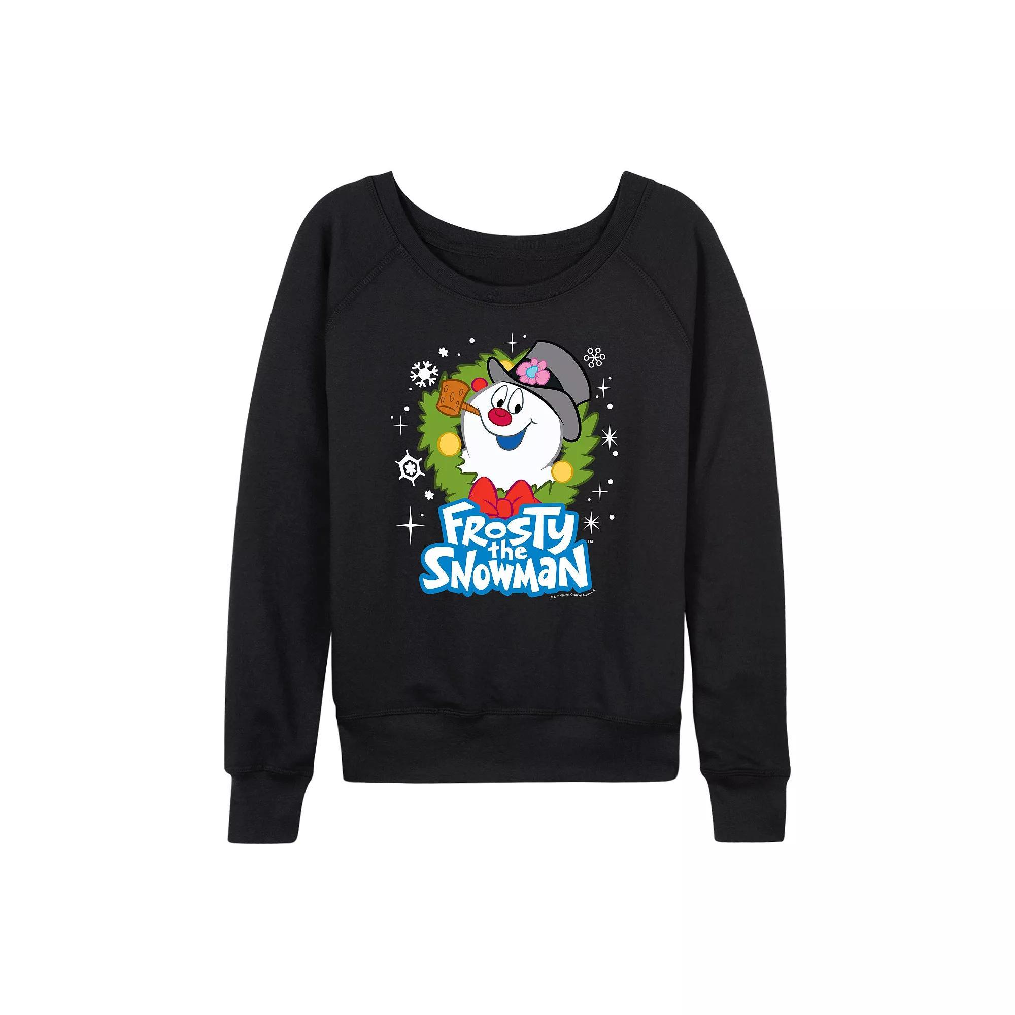 Womens Frosty The Snowman Wreath French Terry Long Sleeve Tee Product Image