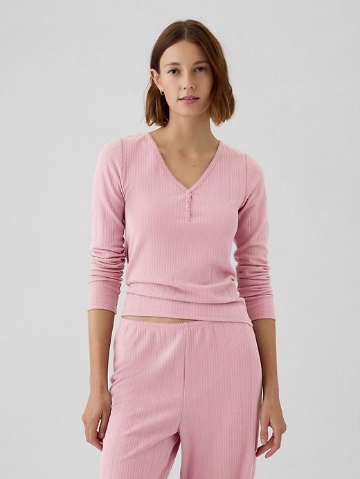 Pointelle Henley PJ Shirt Product Image
