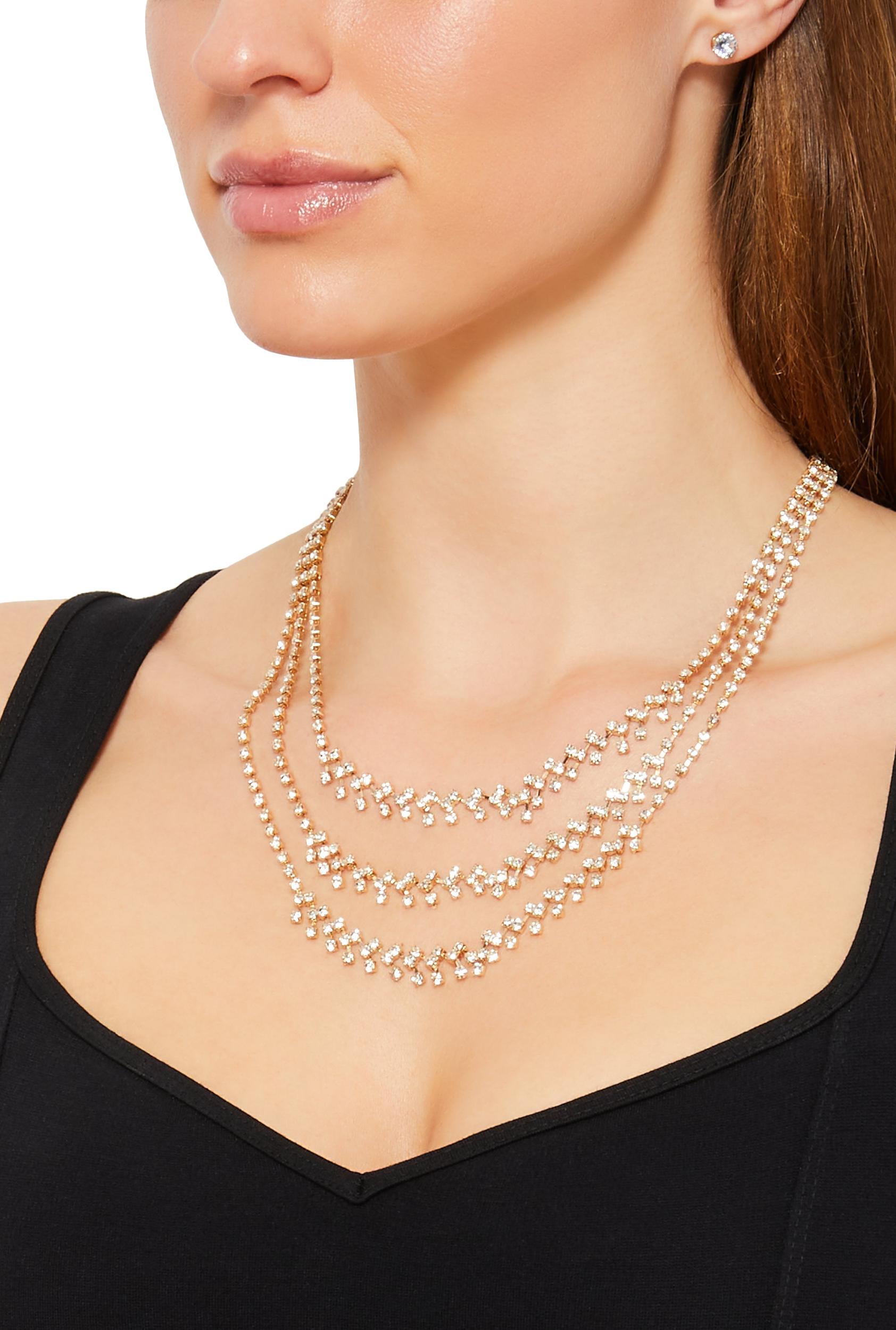 Rhinestone Layered Necklace and Earrings Set Female Product Image