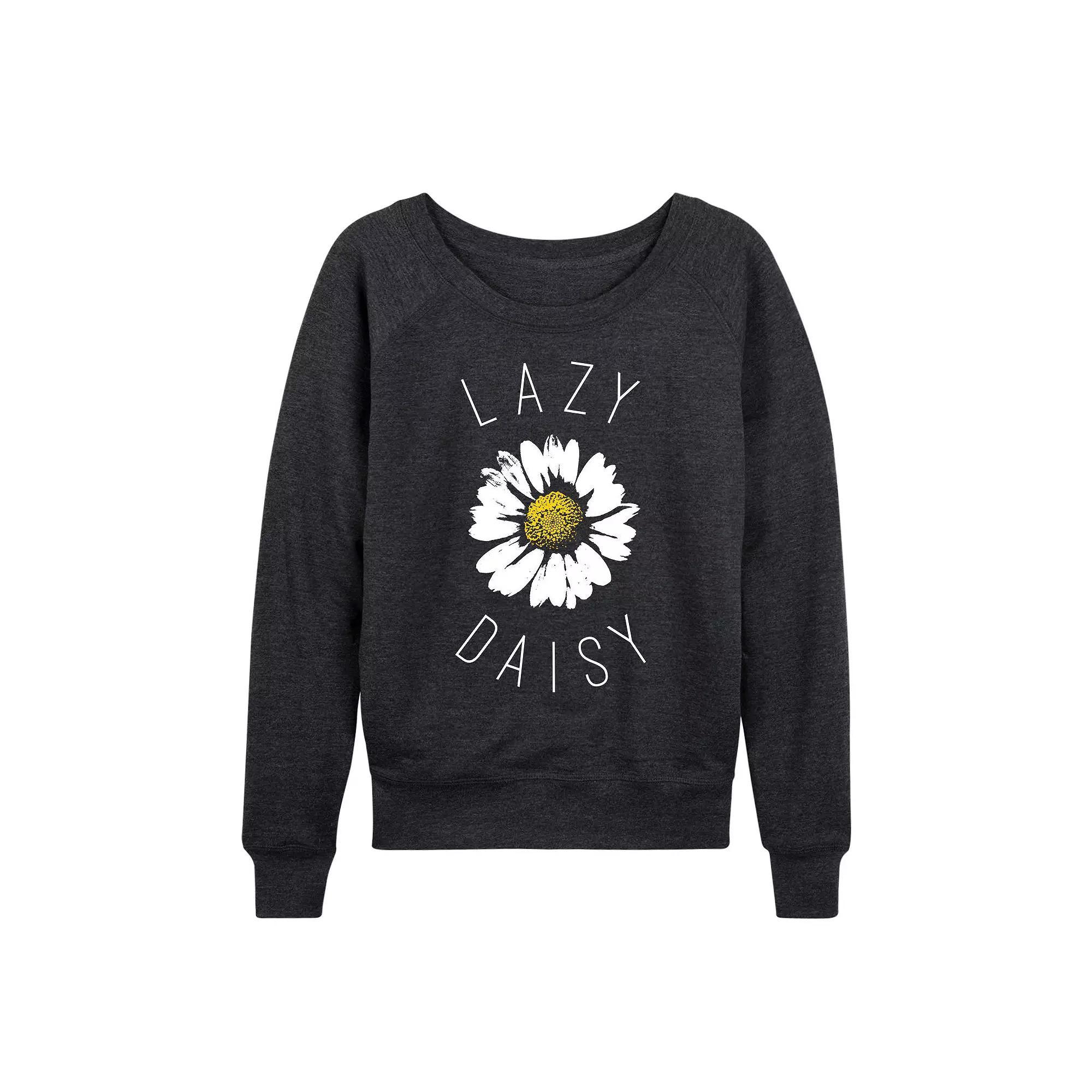 Womens Lazy Daisy French Terry Long Sleeve Tee, Girls Heather Grey Product Image