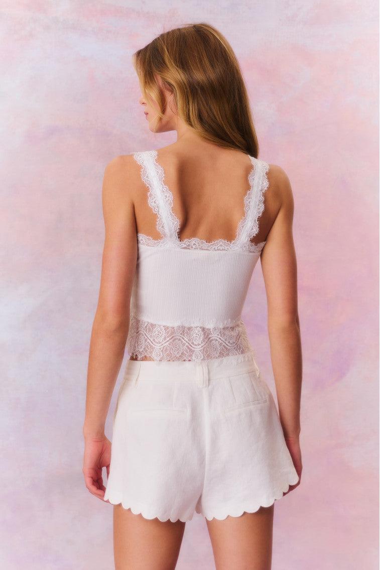Lacette Linen Scallop Hem Shorts Product Image